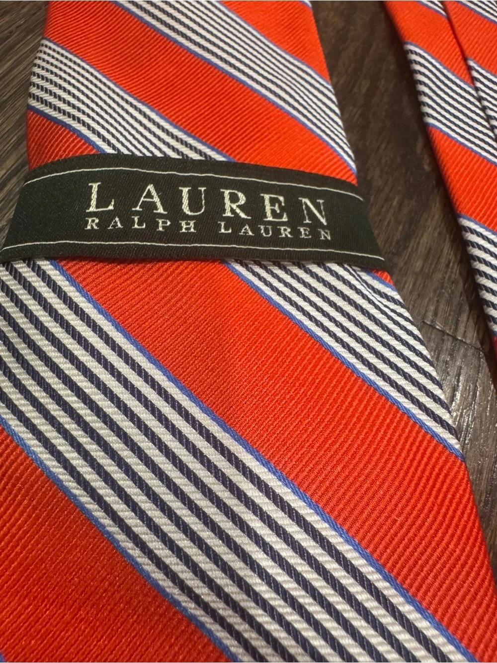 Lauren Ralph Lauren Orange & Blue Stripe Silk Stripe Tie